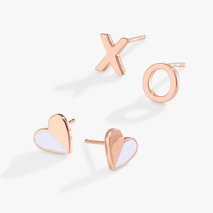 Heart 039XO039 Stud Earrings Set Of 2 Silver Women Alex And Ani Heart