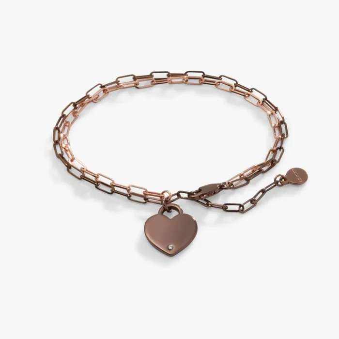 Heart Charm Double Paperclip Chocolate and Gold Chain Bracelet Shiny Pink Women Alex And Ani Bracelets Heart Charm Double Paperclip Chocolate and Gold Chain Bracelet Shiny Pink Women Alex And Ani Bracelets