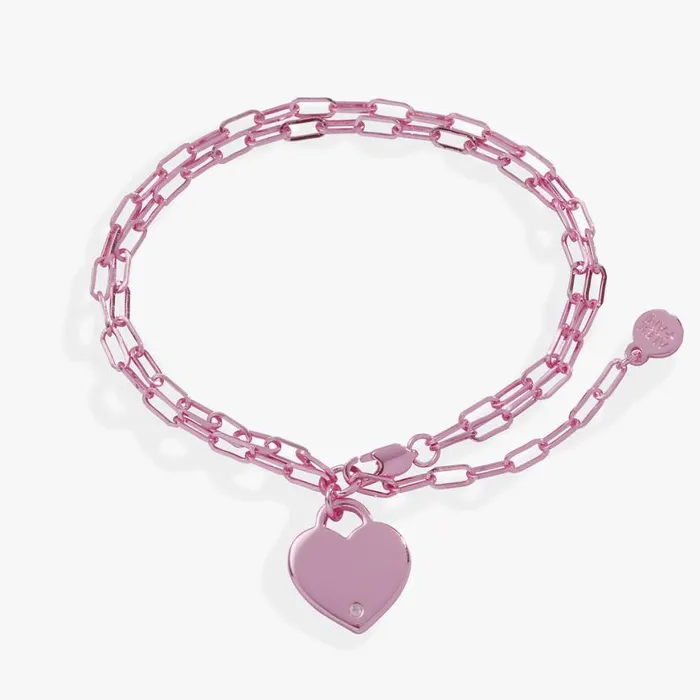 Heart Charm Double Paperclip Chocolate and Gold Chain Bracelet Shiny Pink Women Alex And Ani Bracelets Heart Charm Double Paperclip Chocolate and Gold Chain Bracelet Shiny Pink Women Alex And Ani Bracelets