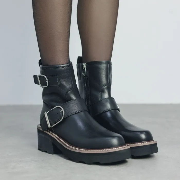 Heeled And Wedge Boots Women Moda In Pelle Barbel Black Leather