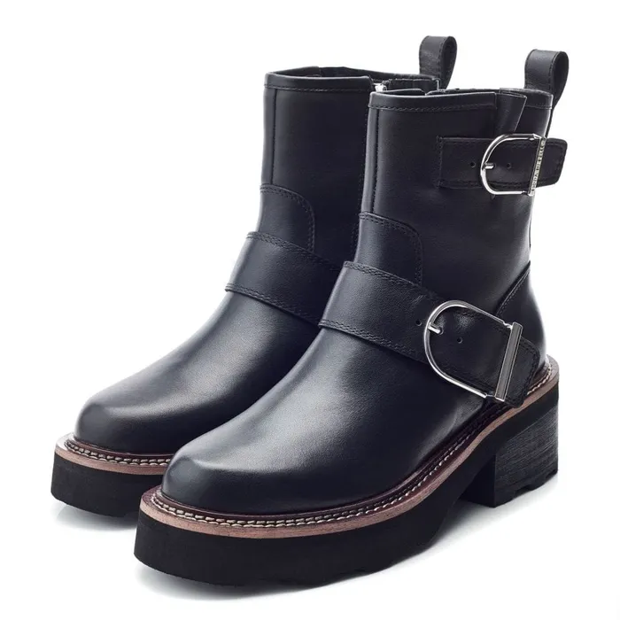 Heeled And Wedge Boots Women Moda In Pelle Barbel Black Leather
