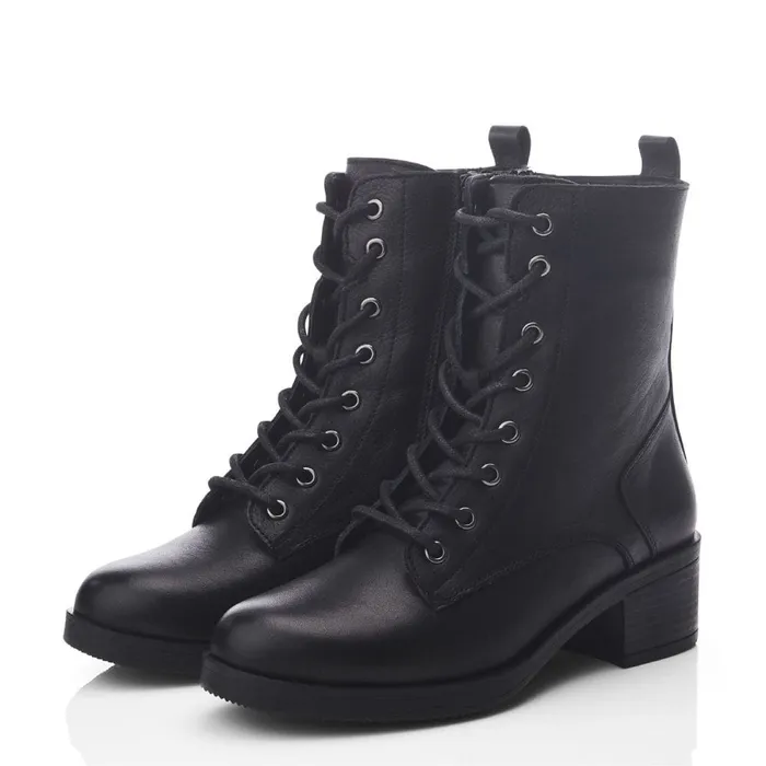 Heeled And Wedge Boots Women Moda In Pelle Calia Black Leather