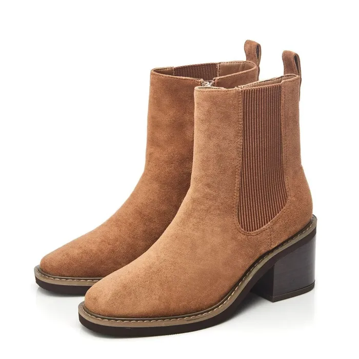 Heeled And Wedge Boots Women Moda In Pelle Calliope Tan Alcantara