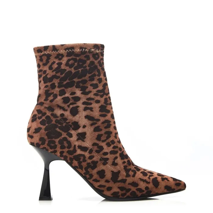 Heeled And Wedge Boots Women Moda In Pelle Evermore Leopard Textile