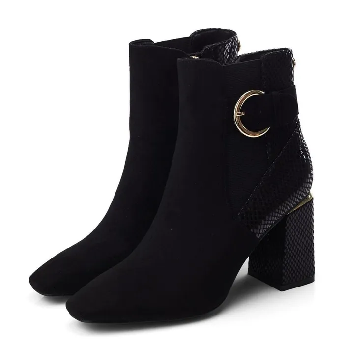 Heeled And Wedge Boots Women Moda In Pelle Kailee Black Alcantara