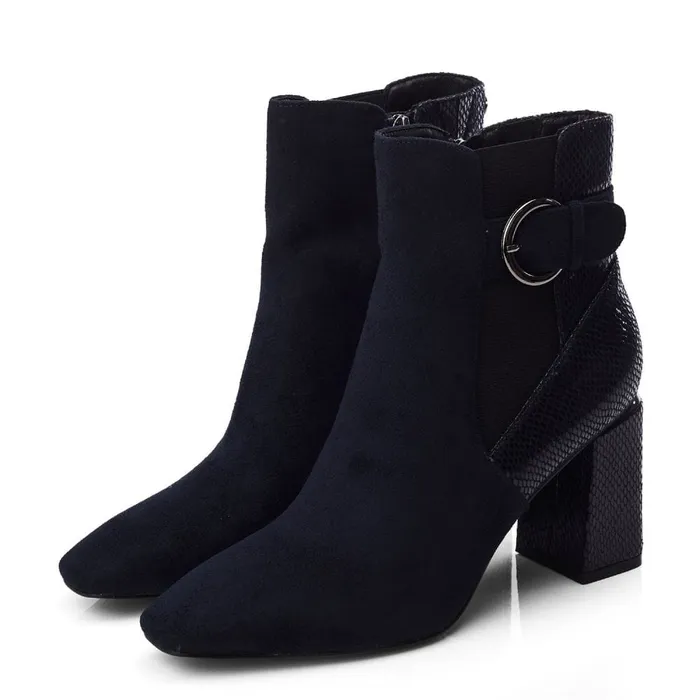 Heeled And Wedge Boots Women Moda In Pelle Kailee Navy Alcantara