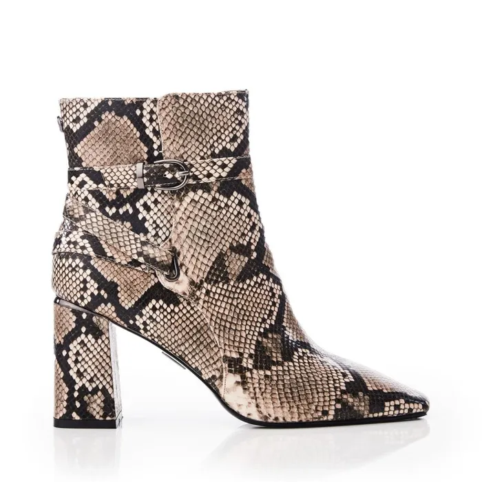 Heeled And Wedge Boots Women Moda In Pelle Kamina Natural Snake Print