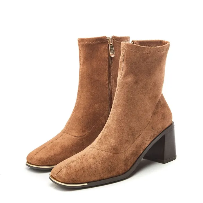 Heeled And Wedge Boots Women Moda In Pelle Loni Tan Alcantara