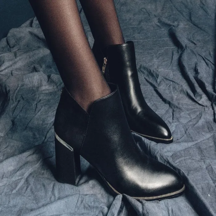 Heeled And Wedge Boots Women Moda In Pelle Madisonn Black Porvair