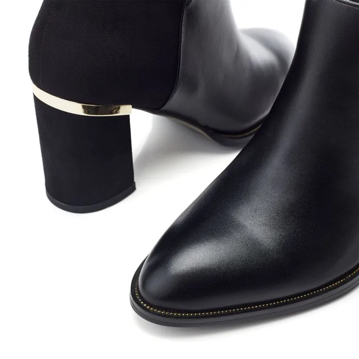 Heeled And Wedge Boots Women Moda In Pelle Madisonn Black Porvair