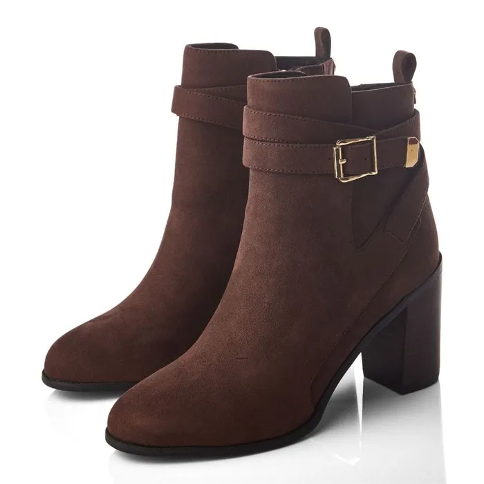Heeled And Wedge Boots Women Moda In Pelle Marilena Dark Brown Alcantara