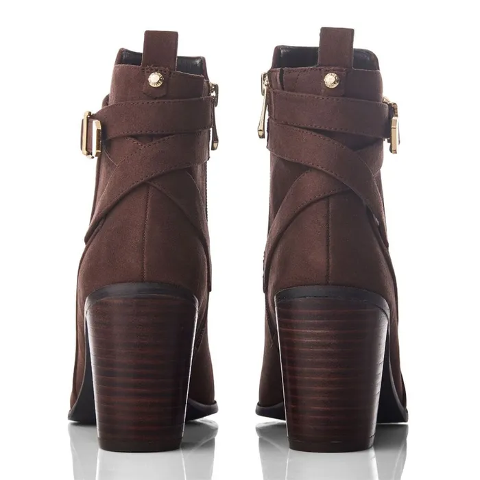 Heeled And Wedge Boots Women Moda In Pelle Marilena Dark Brown Alcantara