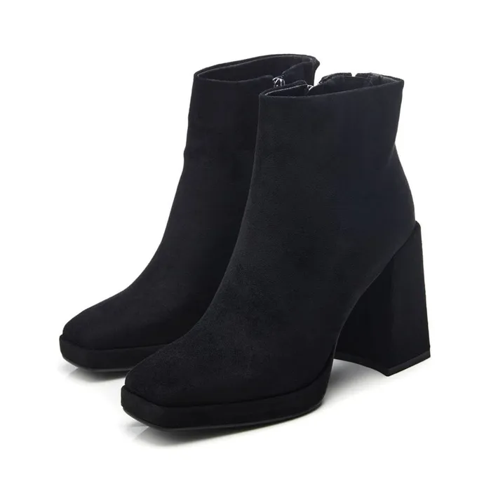 Heeled And Wedge Boots Women Moda In Pelle Marrienne Black Alcantara