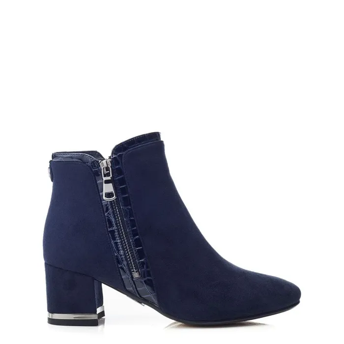 Heeled And Wedge Boots Women Moda In Pelle Peggi Navy Alcantara