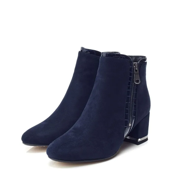 Heeled And Wedge Boots Women Moda In Pelle Peggi Navy Alcantara