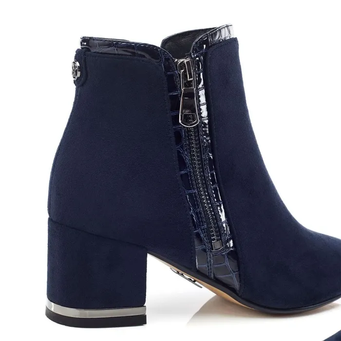 Heeled And Wedge Boots Women Moda In Pelle Peggi Navy Alcantara
