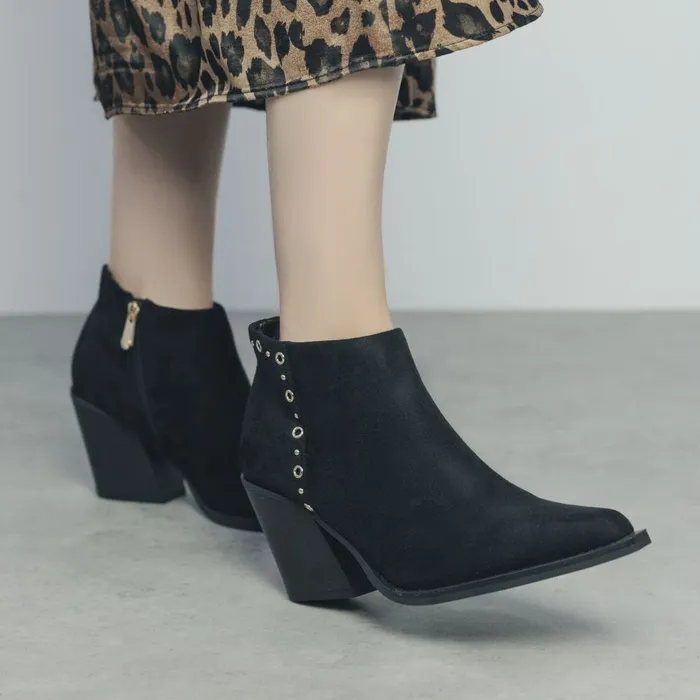 Heeled And Wedge Boots Women Moda In Pelle Penza Black Alcantara