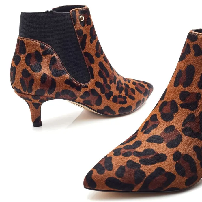 Heeled And Wedge Boots Women Moda In Pelle Qute Leopard Pony Hair