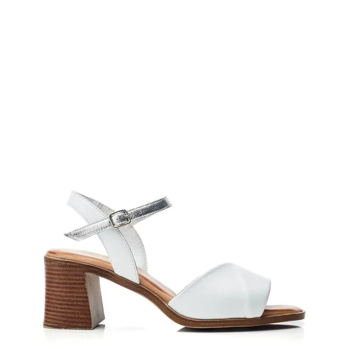 Heeled Sandals Women Moda In Pelle Lanie White 8211 Silver Leather