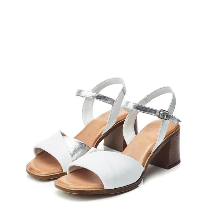 Heeled Sandals Women Moda In Pelle Lanie White 8211 Silver Leather