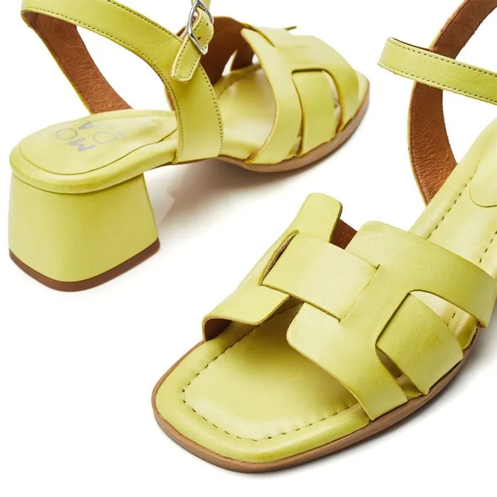 Heeled Sandals Women Moda In Pelle Mariie Lime Green Leather