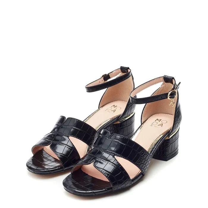Heeled Sandals Women Moda In Pelle Nafiah Black Porvair