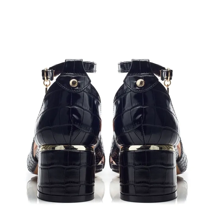 Heeled Sandals Women Moda In Pelle Nafiah Black Porvair