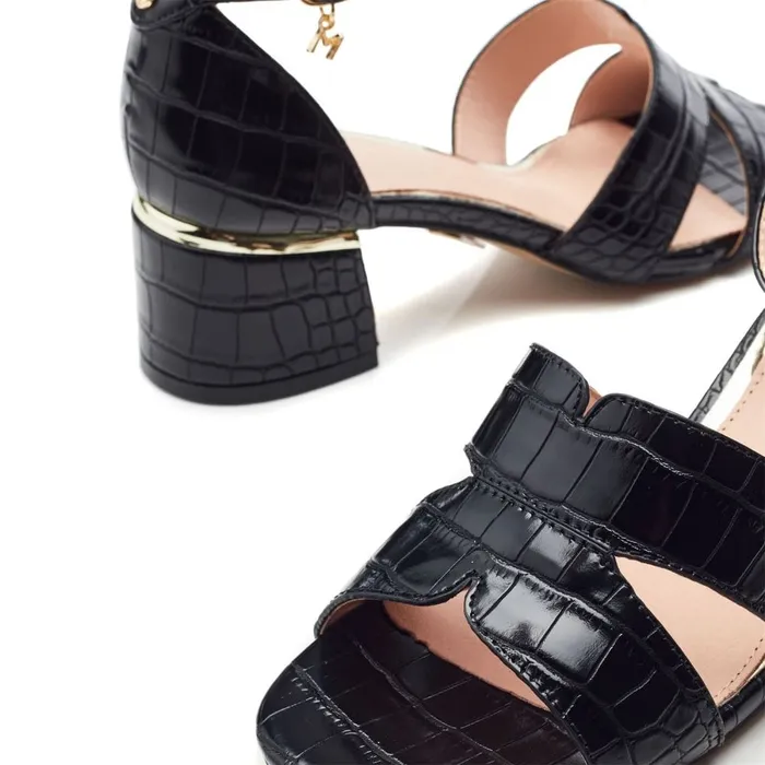 Heeled Sandals Women Moda In Pelle Nafiah Black Porvair