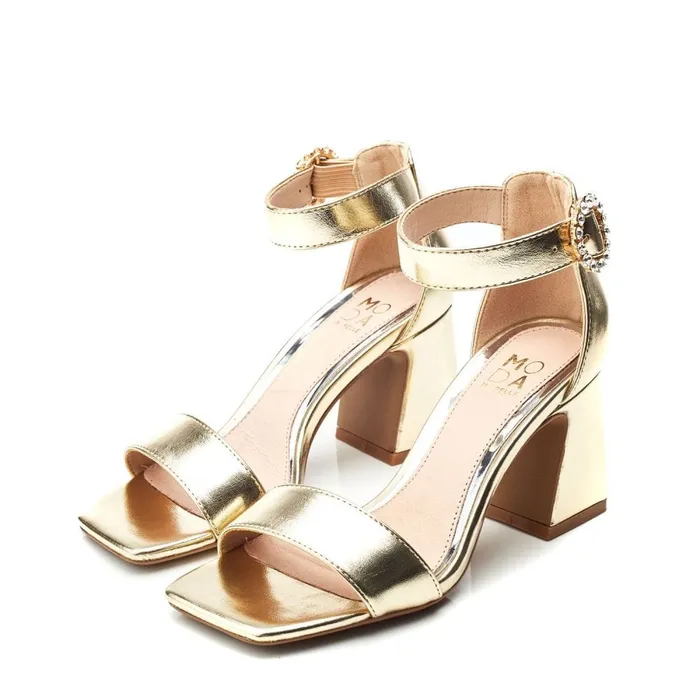 Heeled Sandals Women Moda In Pelle Scilla Gold Porvair