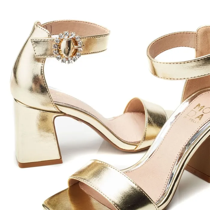 Heeled Sandals Women Moda In Pelle Scilla Gold Porvair