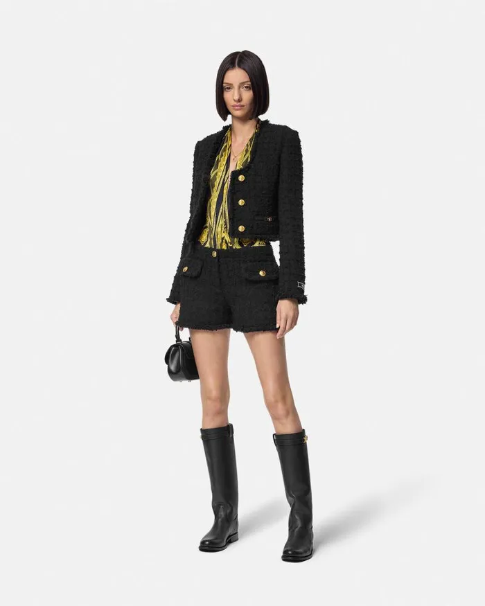 Heritage Tweed Mini Shorts Black Women Versace Suits