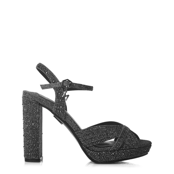 High Heel Shoes Women Moda In Pelle Supernova Pewter Textile