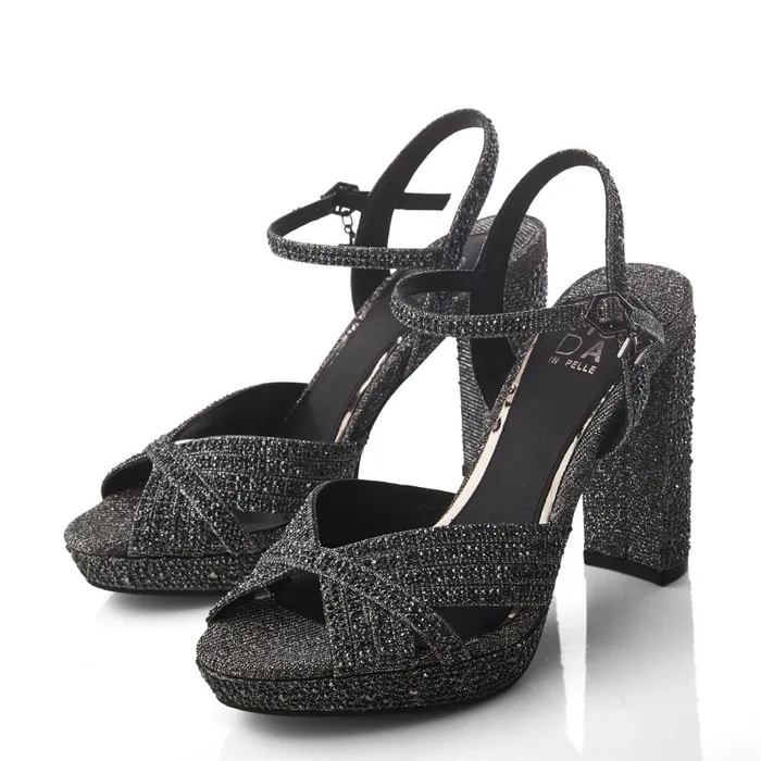 High Heel Shoes Women Moda In Pelle Supernova Pewter Textile