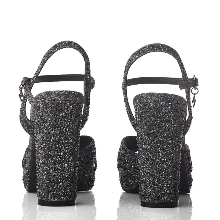 High Heel Shoes Women Moda In Pelle Supernova Pewter Textile