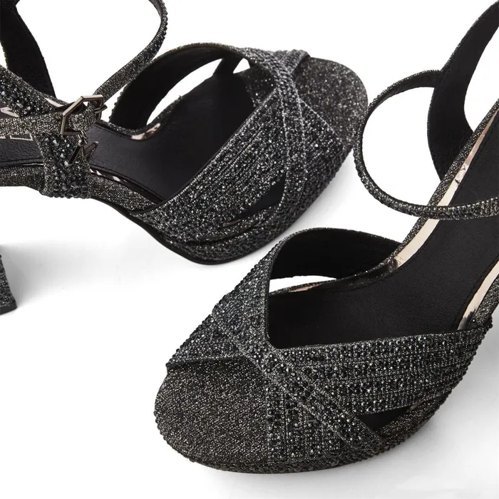High Heel Shoes Women Moda In Pelle Supernova Pewter Textile