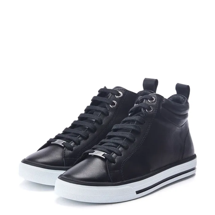 HighTop Trainers Women Moda In Pelle Aleize Black Leather
