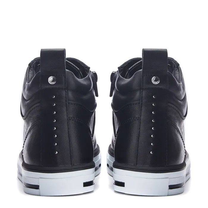HighTop Trainers Women Moda In Pelle Aleize Black Leather