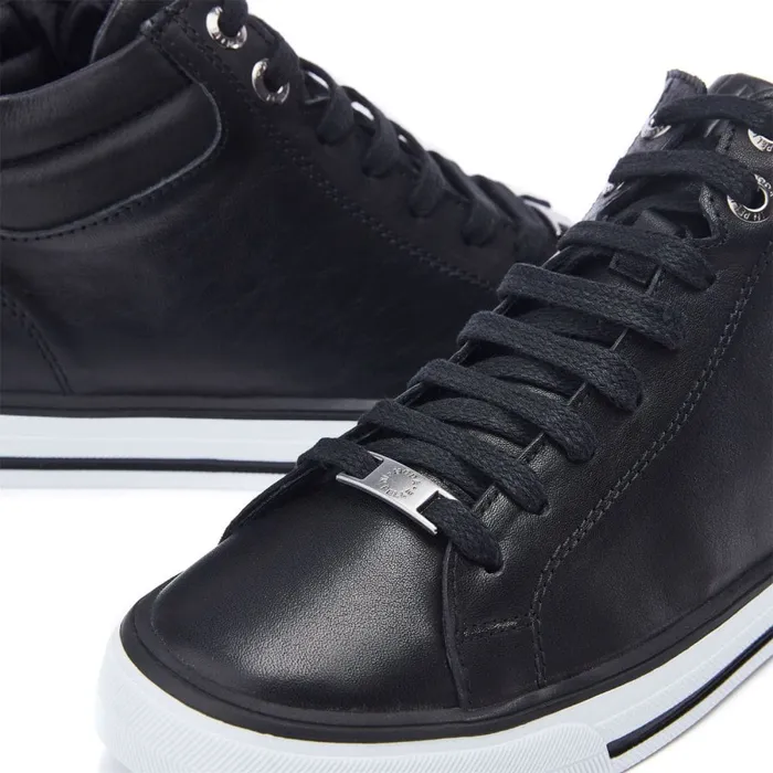 HighTop Trainers Women Moda In Pelle Aleize Black Leather