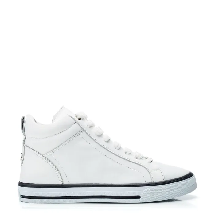 HighTop Trainers Women Moda In Pelle Blaize White Leather