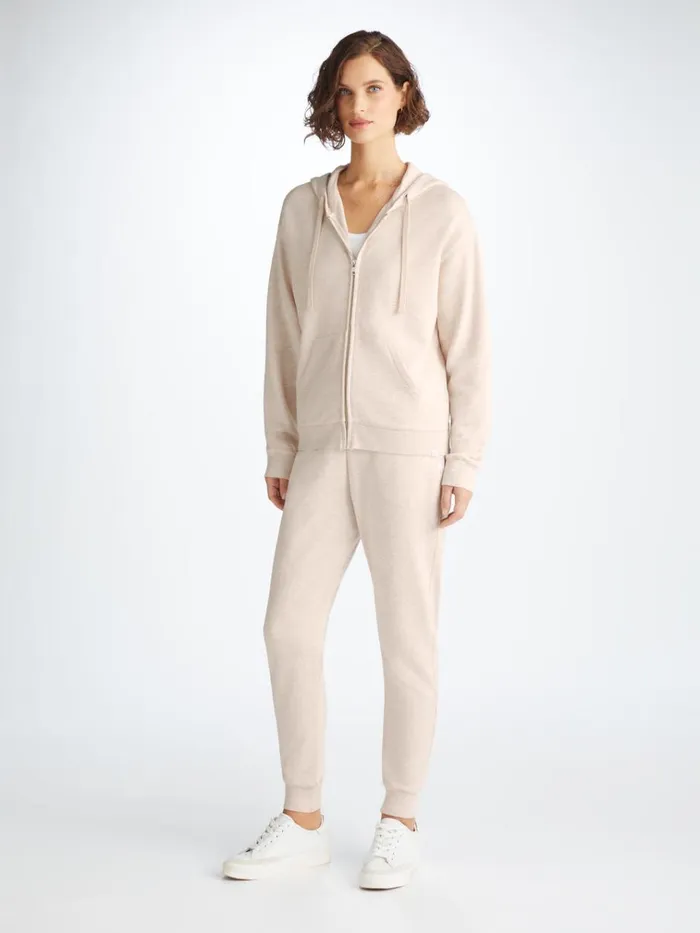 Hoodies Women Derek Rose Hoodie Quinn Cotton Modal Cream