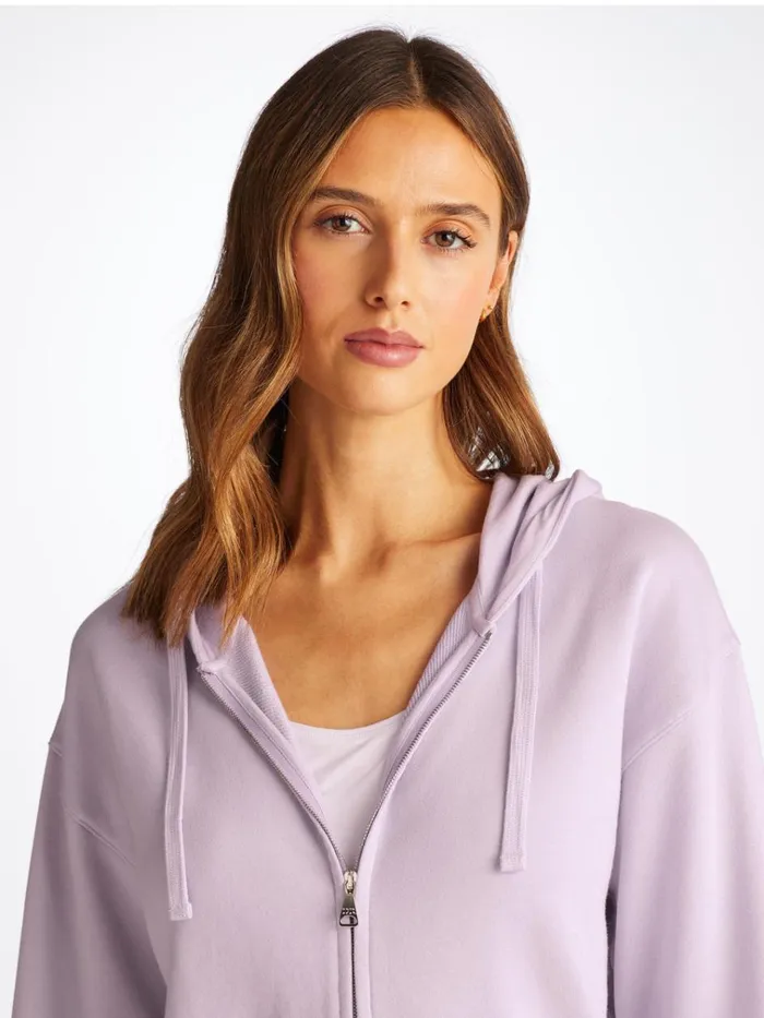 Hoodies Women Derek Rose Hoodie Quinn Cotton Modal Lilac