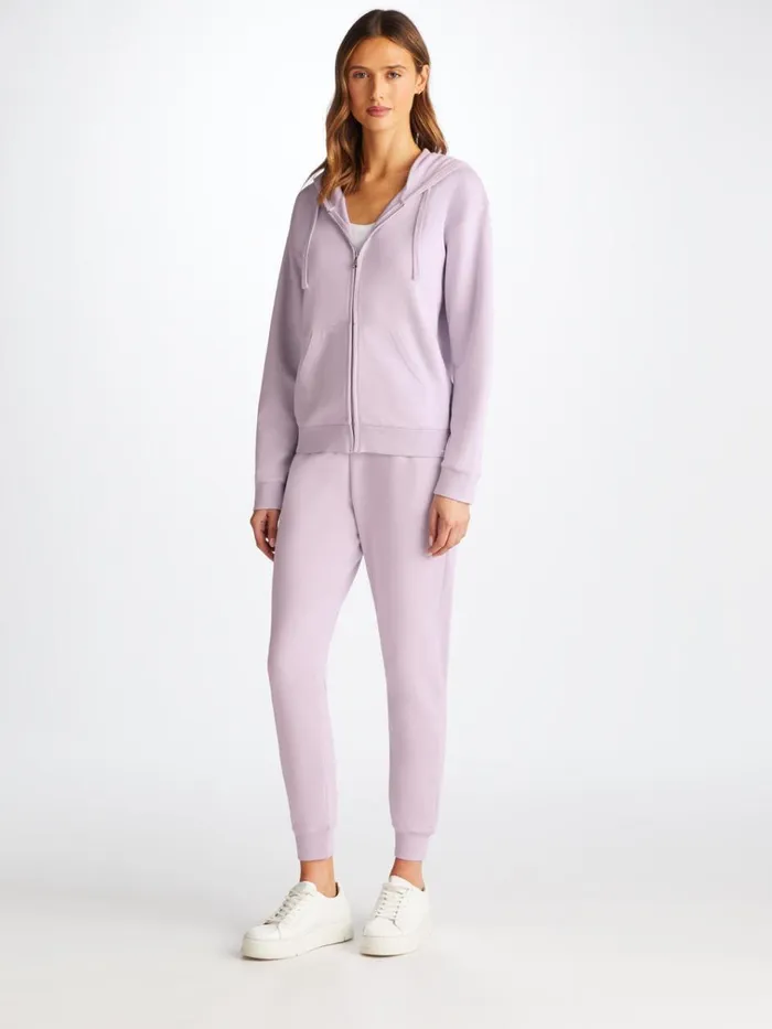 Hoodies Women Derek Rose Hoodie Quinn Cotton Modal Lilac