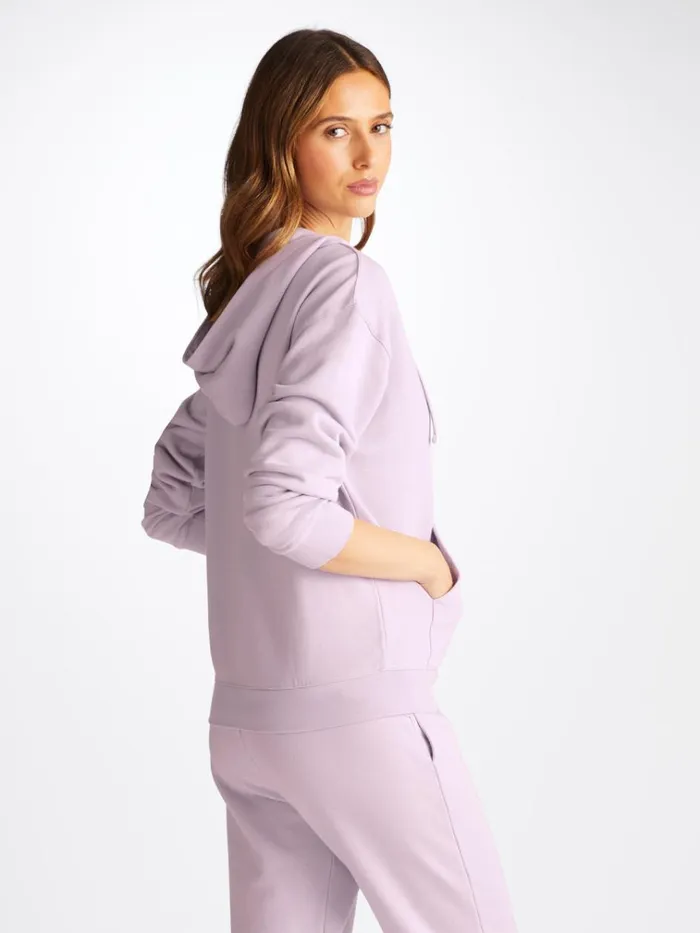 Hoodies Women Derek Rose Hoodie Quinn Cotton Modal Lilac