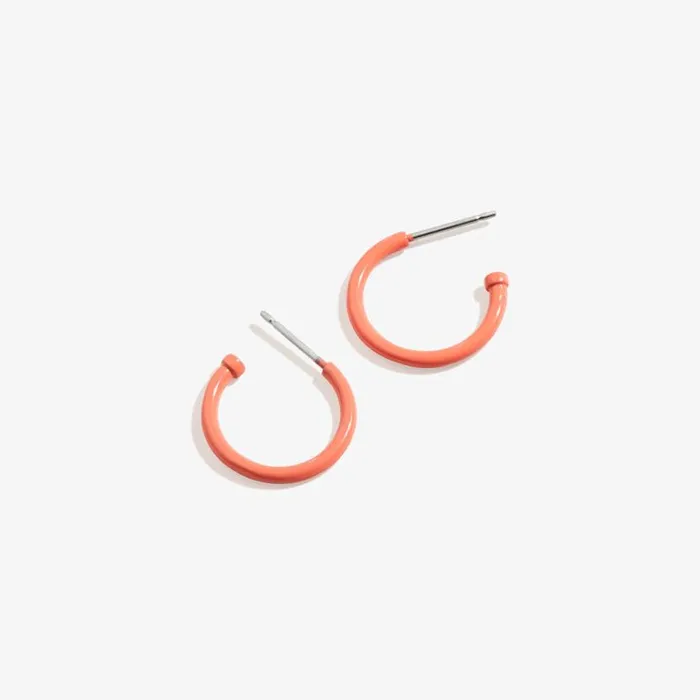 Huggie Hoop Earrings Coral Shiny Silver Women Alex And Ani Charms For Earrings