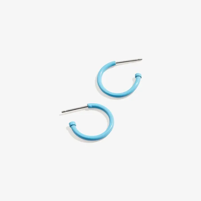 Huggie Hoop Earrings Ocean Blue Shiny Silver Women Alex And Ani Charms For Earrings Huggie Hoop Earrings Ocean Blue Shiny Silver Women Alex And Ani Charms For Earrings