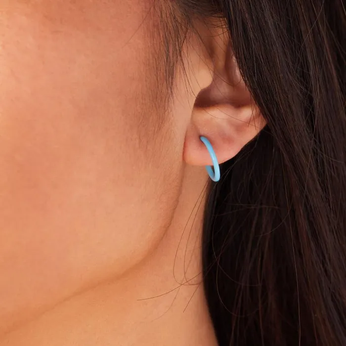 Huggie Hoop Earrings Ocean Blue Shiny Silver Women Alex And Ani Charms For Earrings Huggie Hoop Earrings Ocean Blue Shiny Silver Women Alex And Ani Charms For Earrings