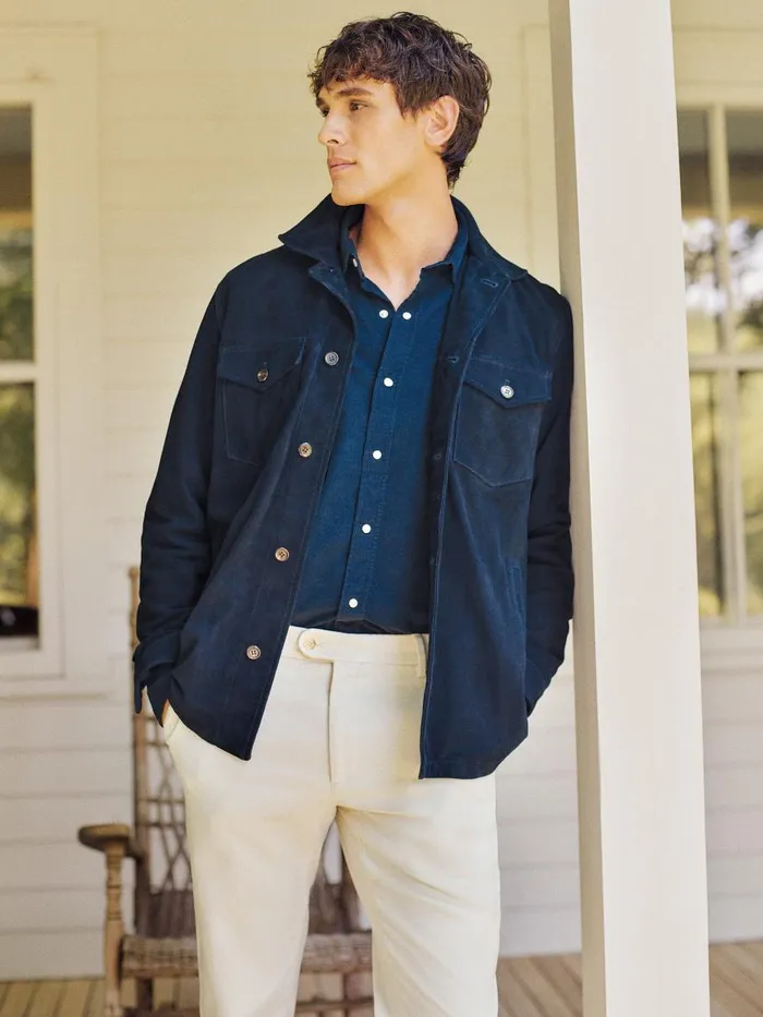 Jackets and Outerwear Men JMcLaughlin Fieldston Suede Jacket Navy