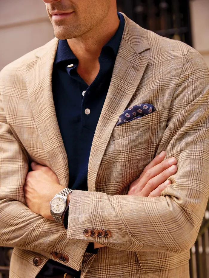 Jackets and Outerwear Men JMcLaughlin McCown Linen and Wool Sport Coat In Glen Plaid Tanbrownblue Jackets and Outerwear Men JMcLaughlin McCown Linen and Wool Sport Coat In Glen Plaid Tanbrownblue