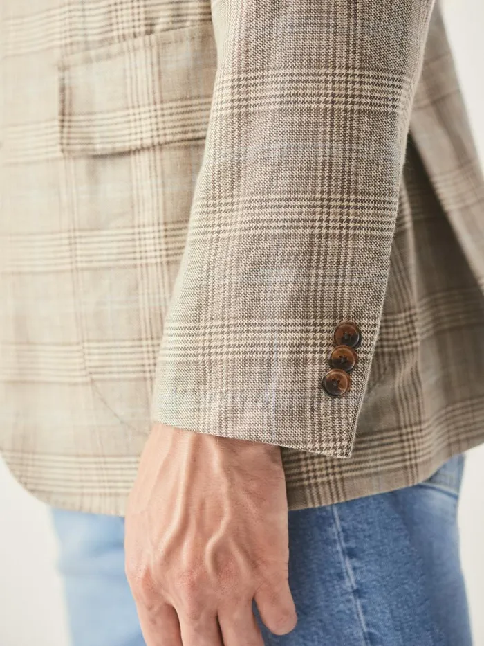 Jackets and Outerwear Men JMcLaughlin McCown Linen and Wool Sport Coat In Glen Plaid Tanbrownblue Jackets and Outerwear Men JMcLaughlin McCown Linen and Wool Sport Coat In Glen Plaid Tanbrownblue