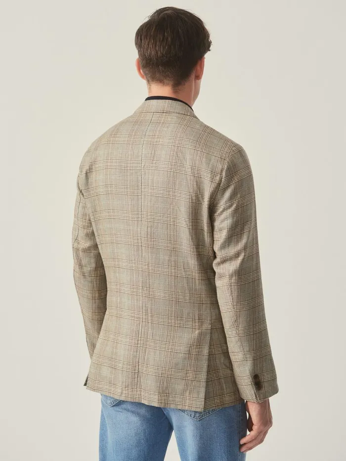 Jackets and Outerwear Men JMcLaughlin McCown Linen and Wool Sport Coat In Glen Plaid Tanbrownblue Jackets and Outerwear Men JMcLaughlin McCown Linen and Wool Sport Coat In Glen Plaid Tanbrownblue
